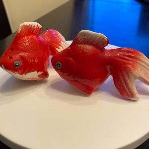 Vintage Ceramic Goldfish/ Coy Salt and Pepper Shaker Set
